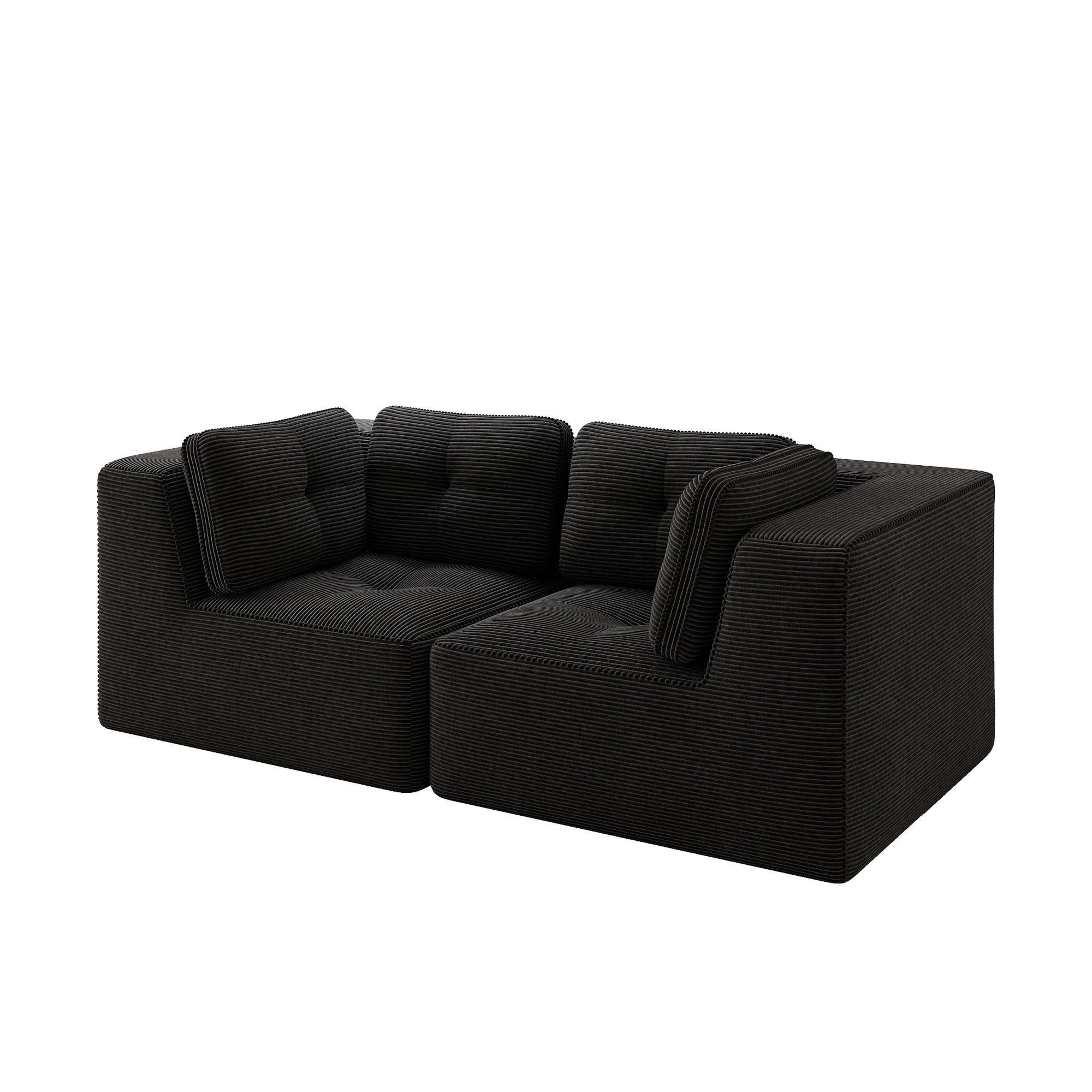 2-SITZER mit rahmenloser Konstruktion und Cordstoff - Schwarz, Textil (208/69/104cm) - EVRYAE