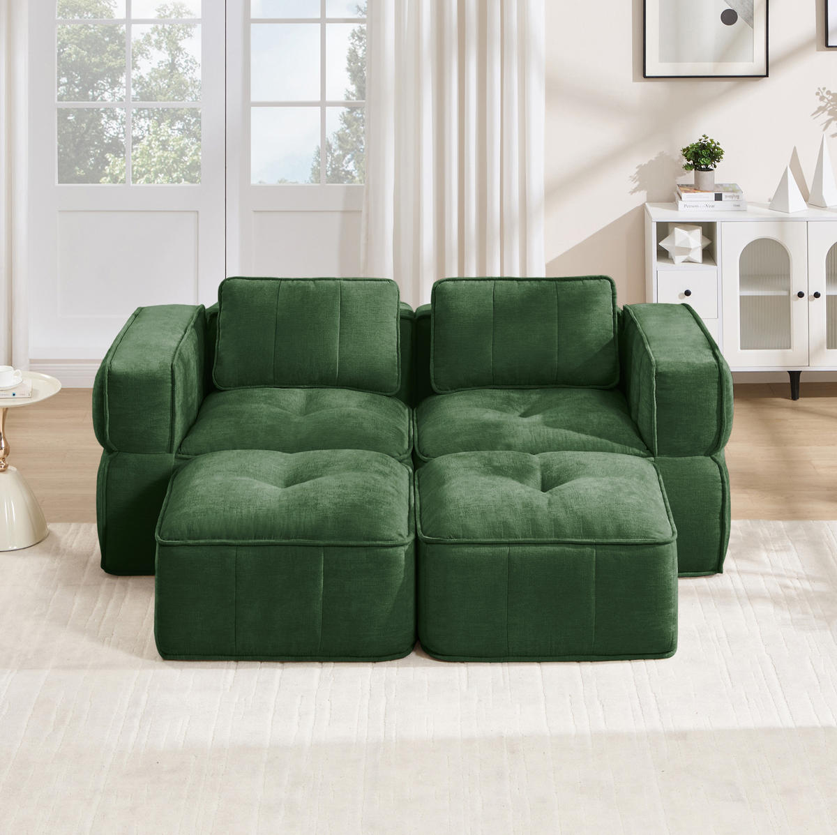 SOFA 198/162/67 cm in Grün aus Polyester mit modularer Flexibilität - Grün, Kunststoff (162/67/198cm) - Flora Grace
