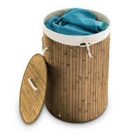 WÄSCHEKORB - Hellbraun, Holz/Textil (41/65/41cm) - Relaxdays