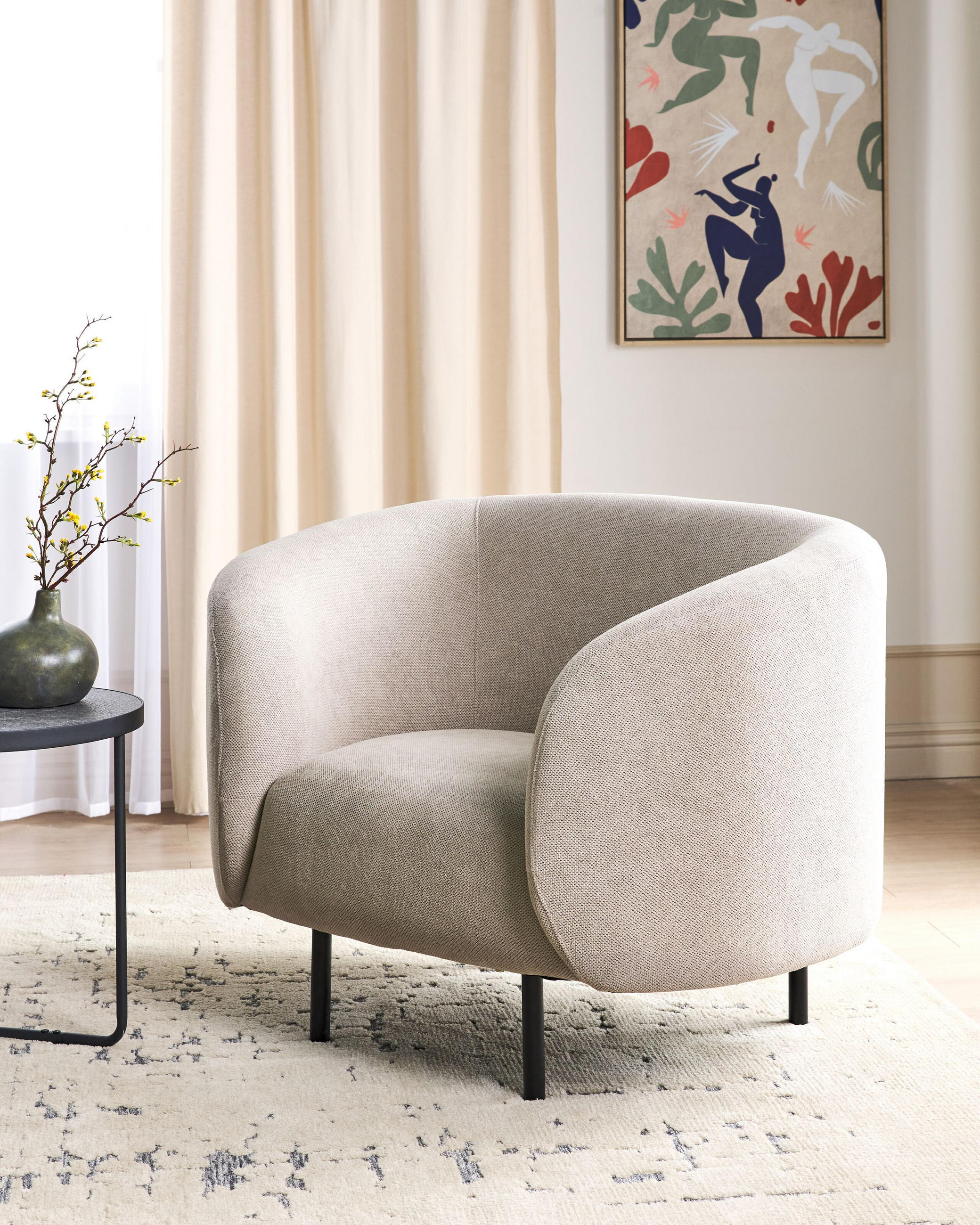 SESSEL Taupe Loen - Beige/Schwarz, Textil (105/79/70cm) - Beliani