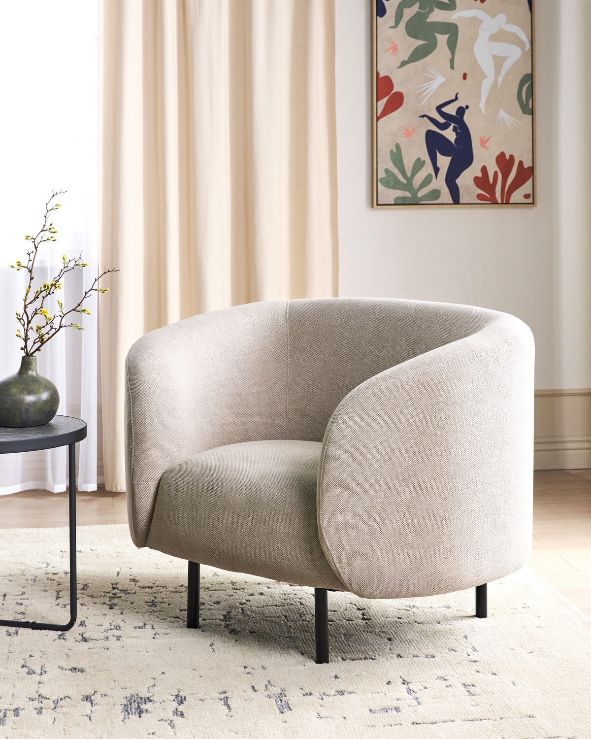 SESSEL Taupe Loen - Beige/Schwarz, Textil (105/79/70cm) - Beliani