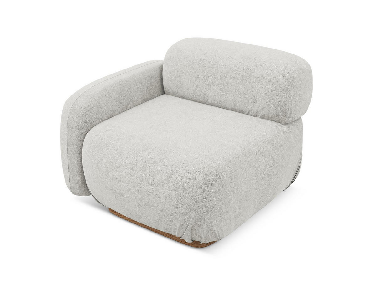 SOFAELEMENT Links Bouclé Stoff Grau - Silberfarben/Braun, Holz/Textil (95/73/95cm) - Makamii