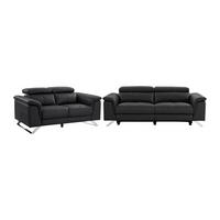 COUCHGARNITUR - 5 Personen - leder - schwarz Breyt - Schwarz, Leder (170/77/108cm) - Vente-Unique