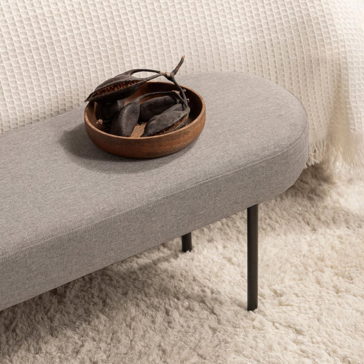 BETTENDE Mena Grau 97 cm x 38 cm - Grau, Textil (97/38/35cm) - Klast Home