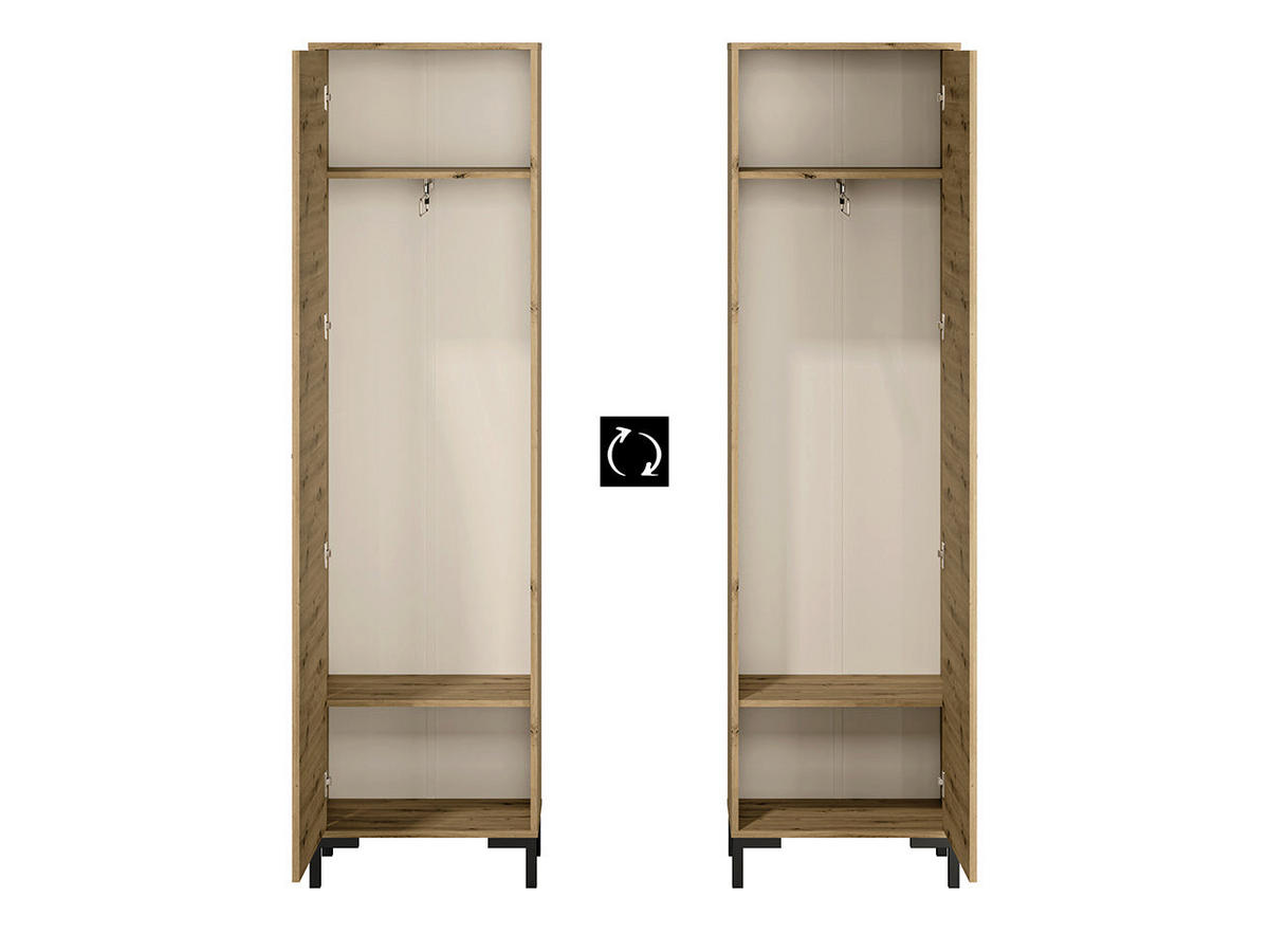 KLEIDERSCHRANK – 55 cm – Nevio – Schwarz / Eichefarben – KL-033 - Eichefarben/Schwarz, Holzwerkstoff (55/200/34cm) - hi-markt