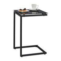 BEISTELLTISCH - Schwarz, Glas/Metall (40/40/60cm) - Relaxdays
