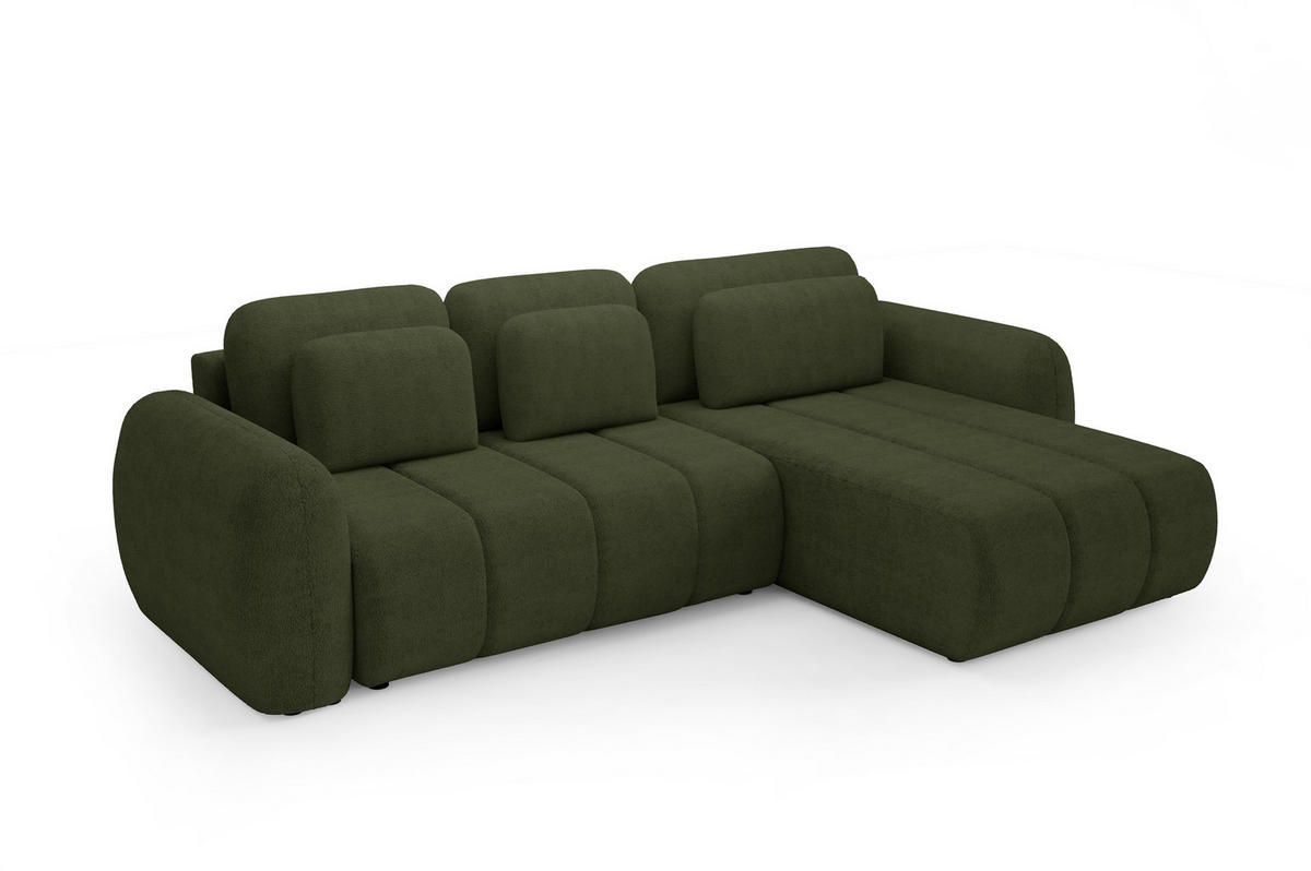 ECKSOFA Caria Mit Schlaffunktion - Grün, Holzwerkstoff/Textil (304/190cm) - Fun Möbel