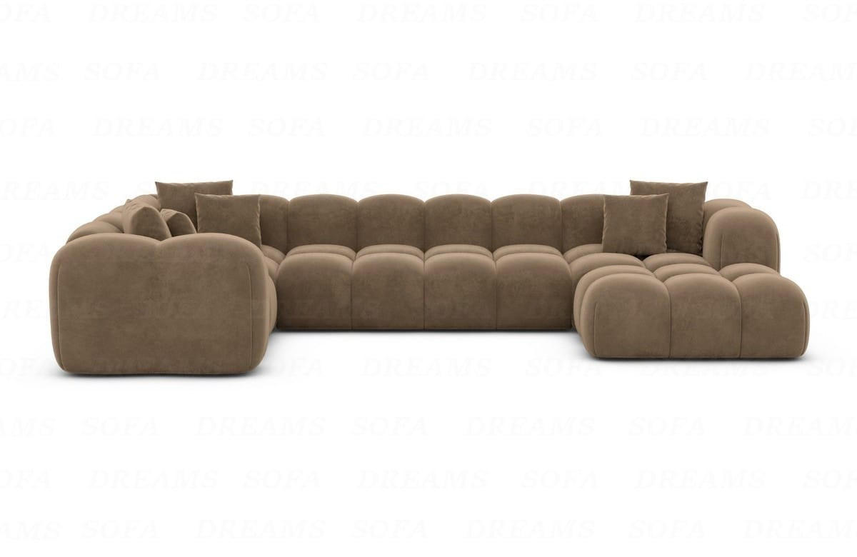 WOHNLANDSCHAFT Cloud Braun Samtstoff - Braun, Kunststoff (314/72/184cm)