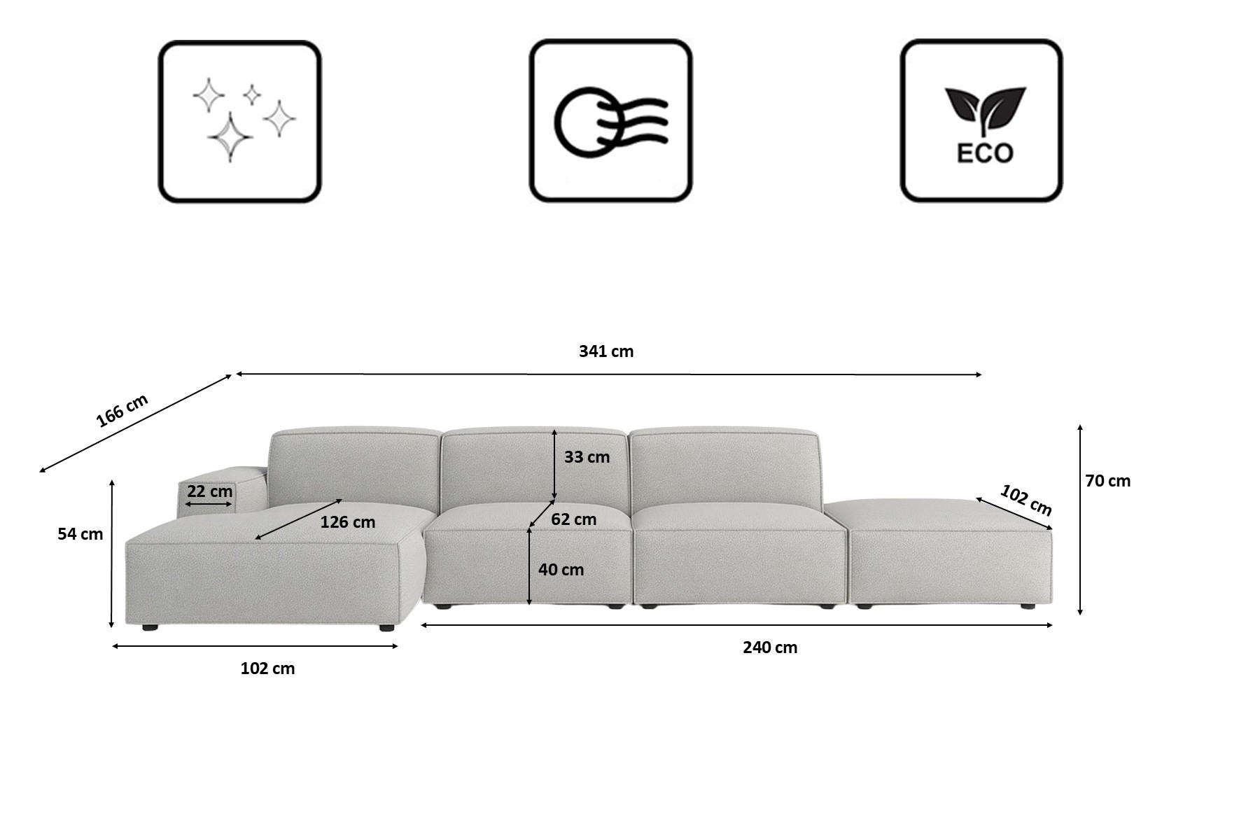 Thumbnail - Kaiser Möbel Ecksofa, Grau, Holz, 341x166 cm, Wohnzimmer, Sofas & Couches, Wohnlandschaften, Ecksofas