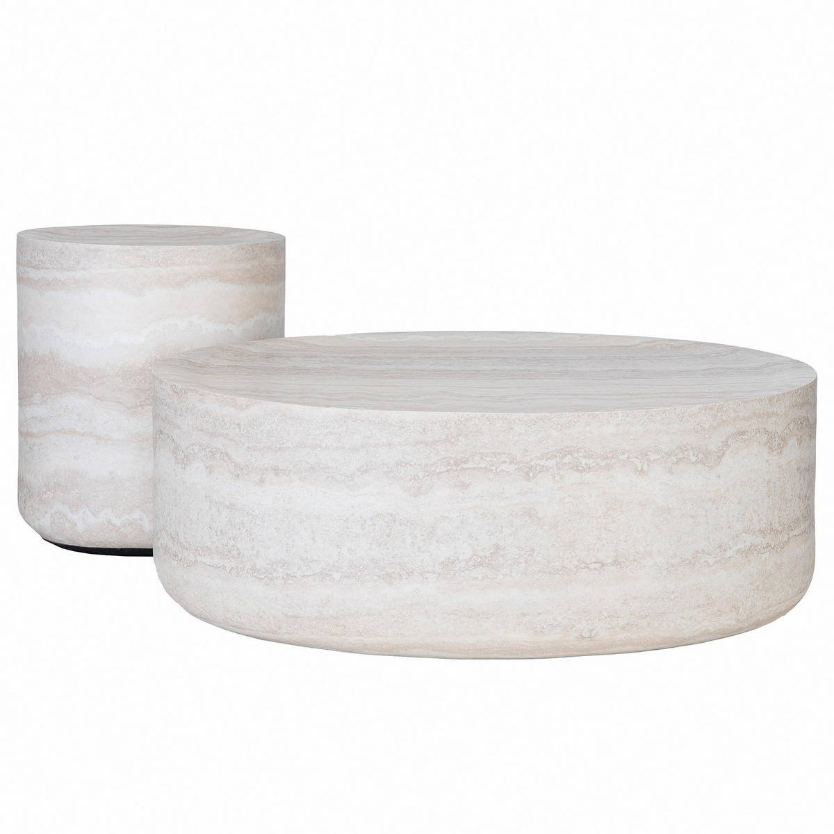 COUCHTISCH - rund - Marmor Hellgrau Dekor - Hellgrau, Glas (90/90/32cm) - home24