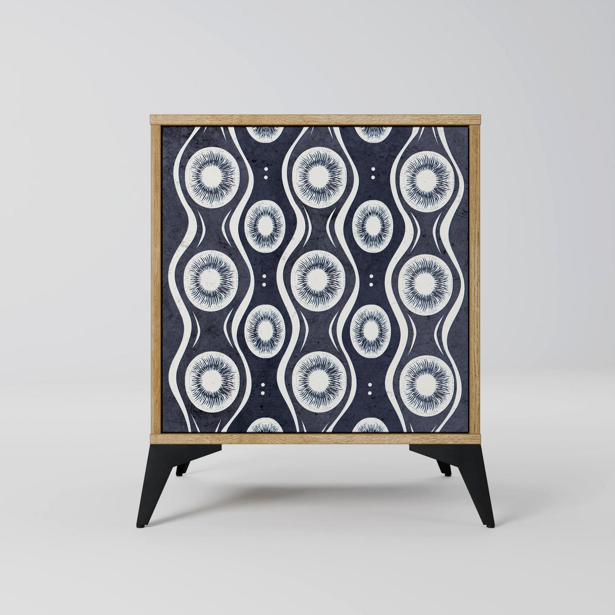 SIDEBOARD GRAPHITE EYES, Eichefarben, 57,5x42x77,5 cm, Schräge Buchenholzfüße - Eichefarben/Buchefarben, Holzwerkstoff/Buchenholz (57.5/77.5/42cm) - SpaceRebels