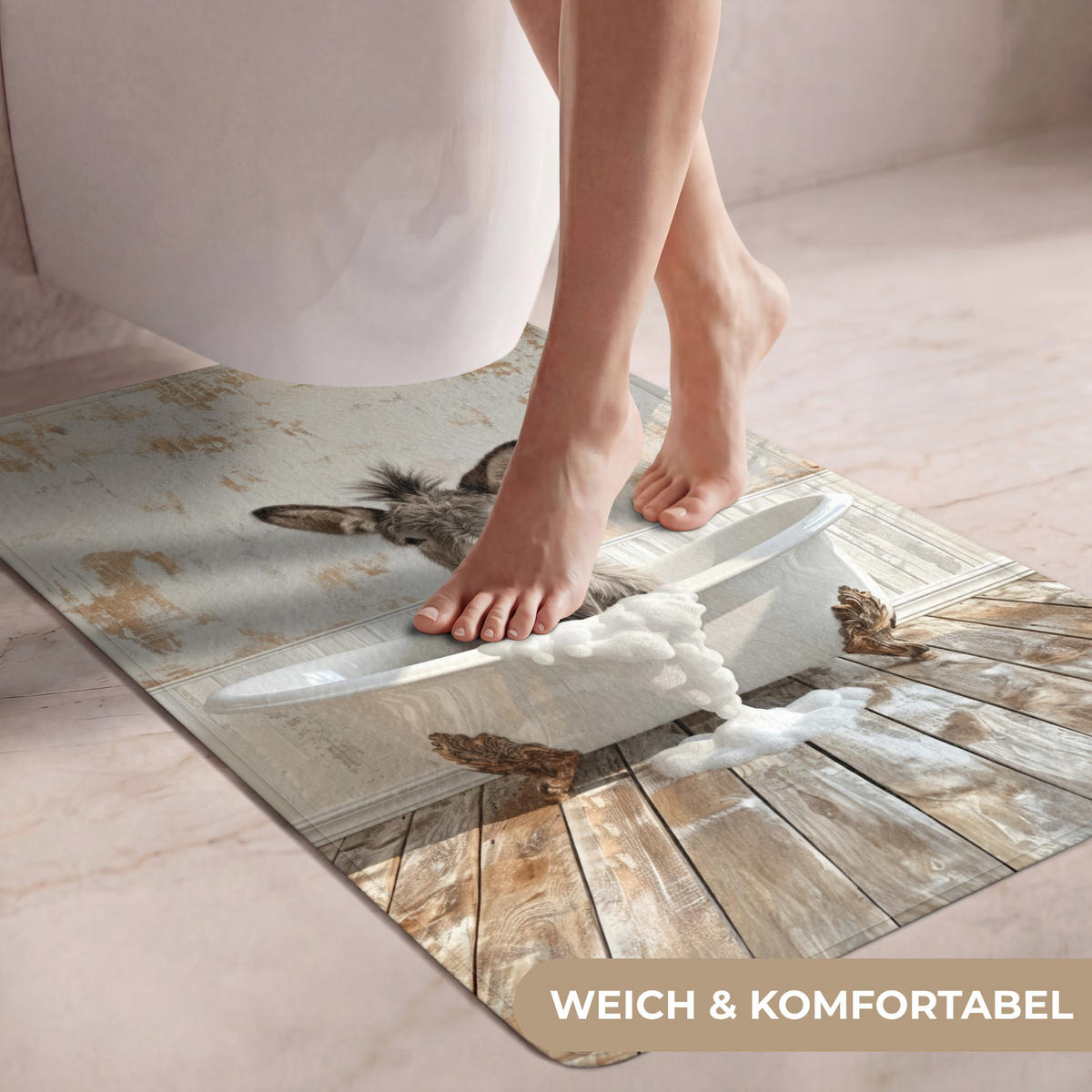 WC PŘEDLOŽKA Osel - Zvířata - Vana - Pěna 60x90 cm - krémová, textil/plast (60/1cm) - OnlyWow