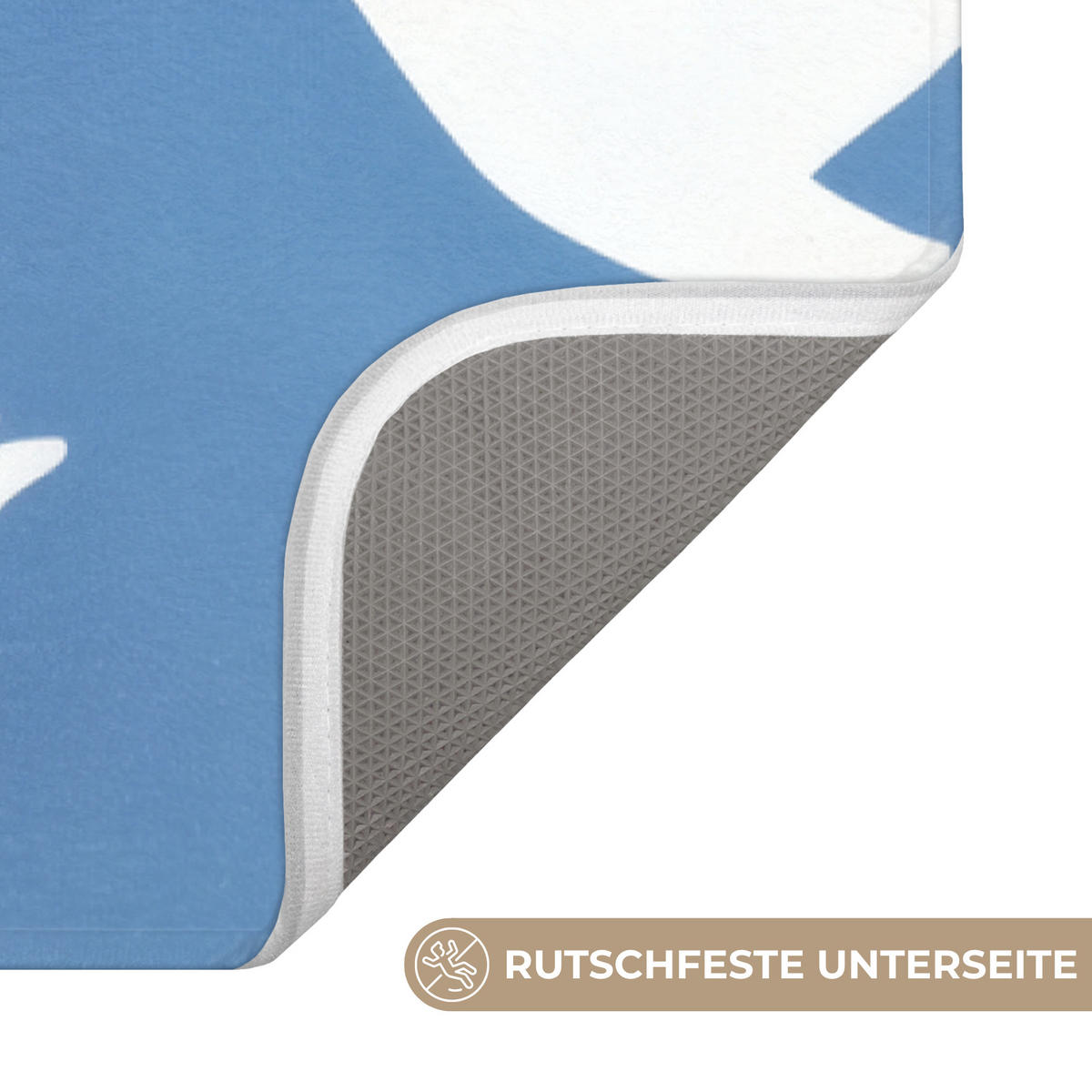 BADEMATTE Vögel - Weiß - Muster 60x120 cm - Blau, Kunststoff/Textil (60/120cm)