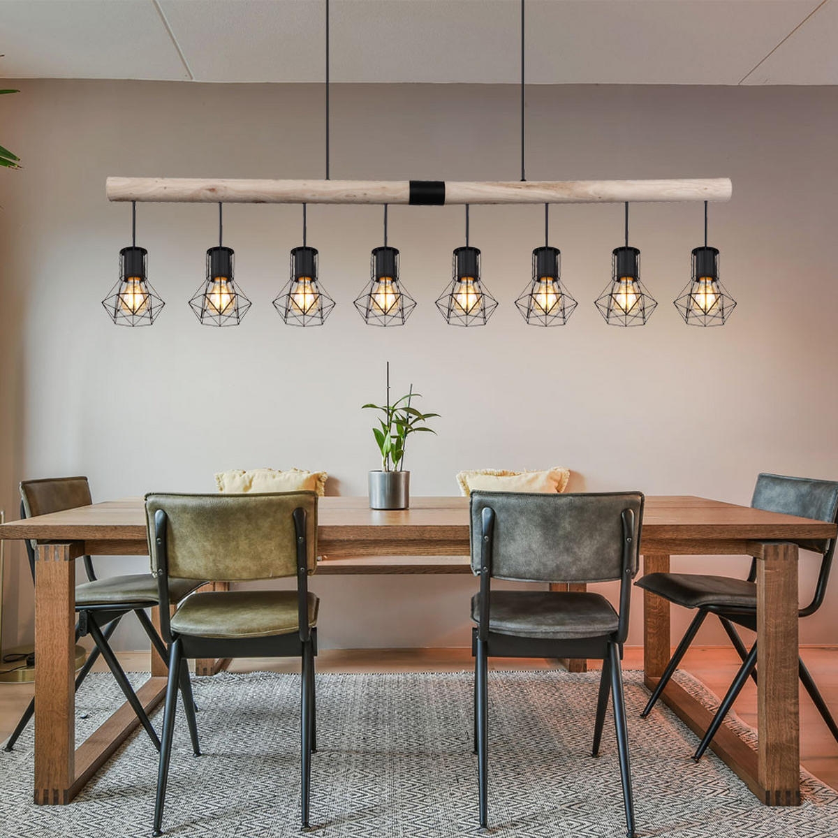 HÄNGELEUCHTE Holz Braun Metall 8-Flammig - Braun, Holz (140/13.3/120cm) - Globo Lighting