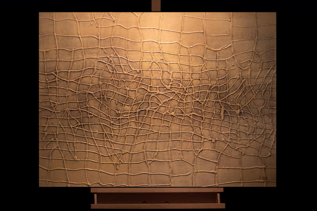 RUČNE MAĽOVANÝ AKRYLOVÝ OBRAZ 100/75 cm, žltý, abstraktný geometrický motív - žltá, drevo/textil (100/75cm) - KUNSTLOFT