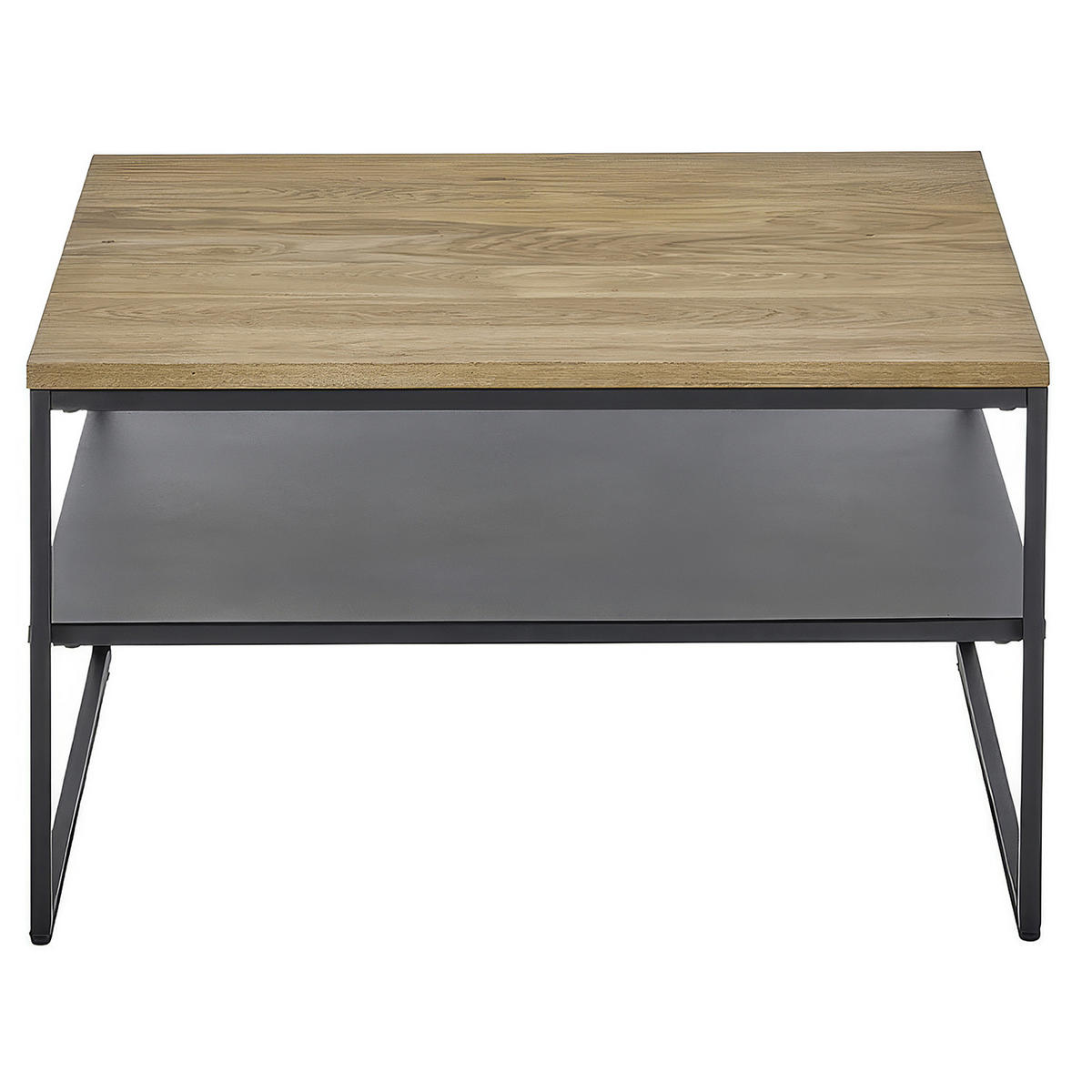 COUCHTISCH - Massivholz Eiche / Metall - Eichefarben/Schwarz, Holz/Metall (70/70/40cm) - home24
