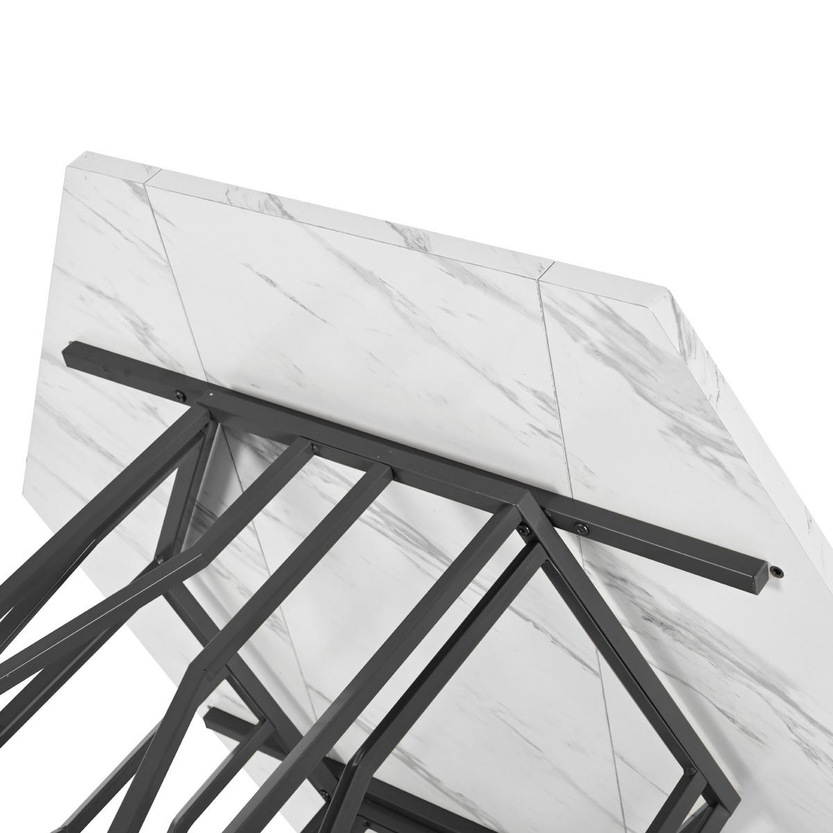 COUCHTISCH 115,5/100 cm sechseckig mit Marmor-Design und schwarzem Metallrahmen - Schwarz, Holzwerkstoff (115.5/100/75cm) - OKWISH