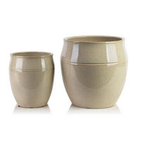 BLUMENTOPF Neva 2er Set Beige 30.5/30.5/23 cm Keramik - Beige, Keramik (30.5/23/30.5cm) - Mondex