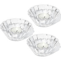 TEELICHTHALTER Glas 3er Set Wellenmuster - Transparent, Glas (4.5cm)