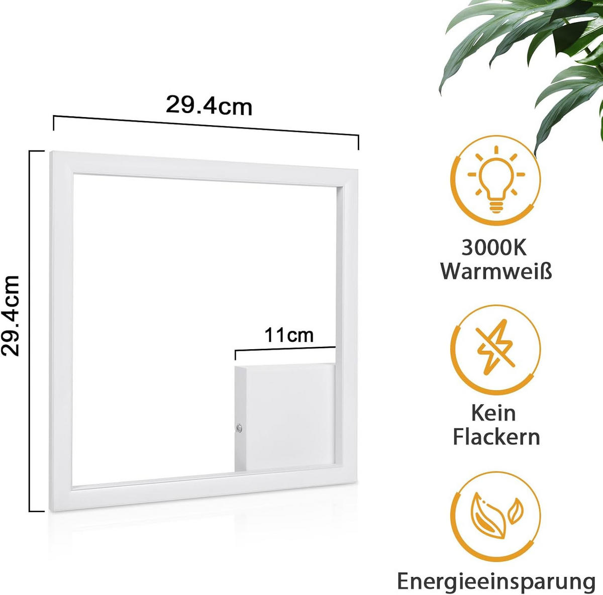 LED-DECKENLEUCHTE Dornwall 29.4/3.8/29.4 cm - Weiß, Metall (29.4/29.4/3.8cm) - ZMH