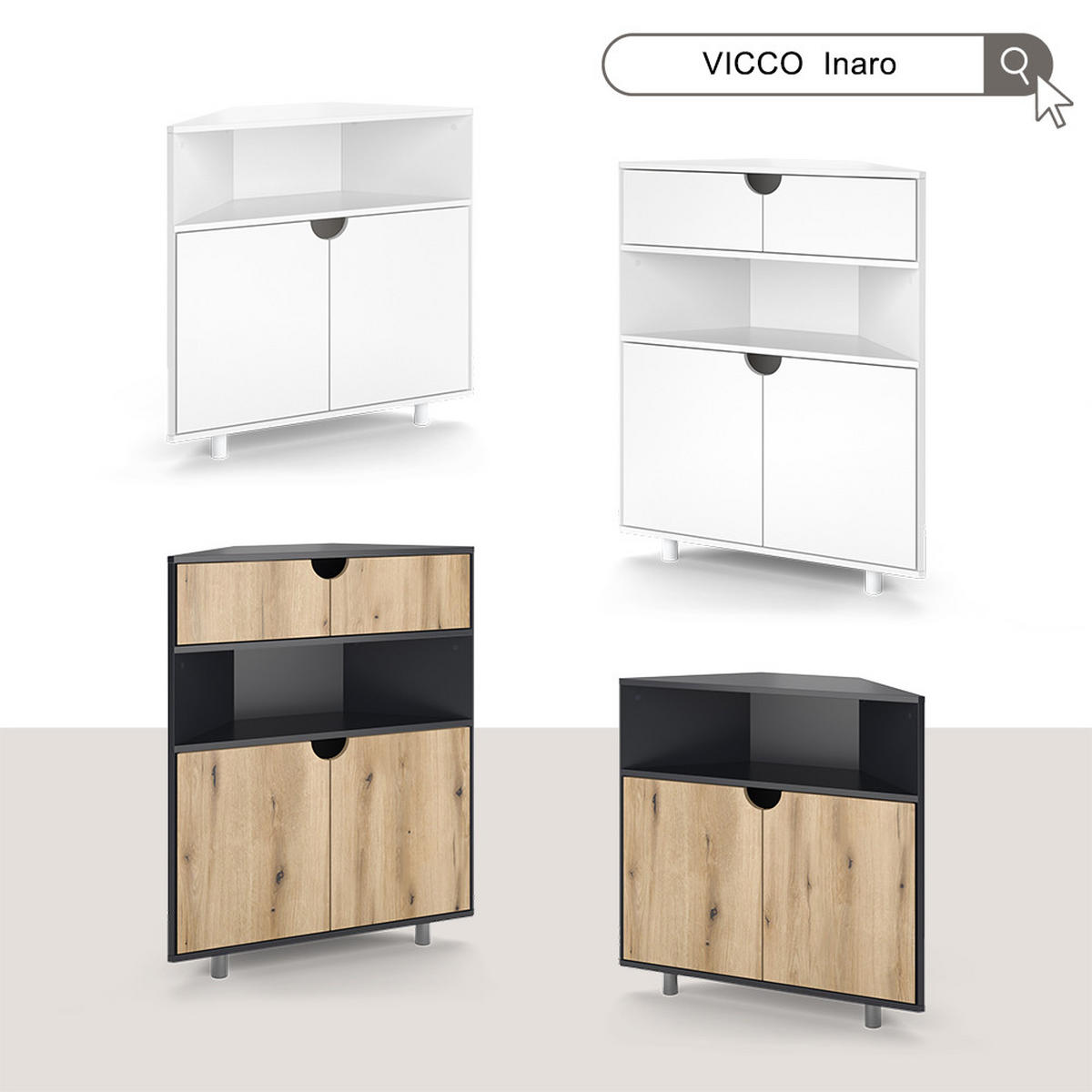 KREDENC Inaro Bílá - bílá, kompozitní dřevo (79/96/27.2cm) - Vicco