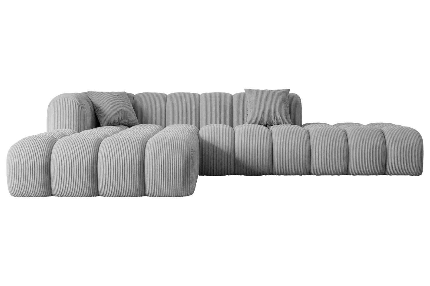 ECKSOFA Ottomane Links OLEA-L2 - 289x176x71 cm Hellgrau Bouclé - Hellgrau/Schwarz, Holzwerkstoff/Kunststoff (190/309cm) - ALTDECOR