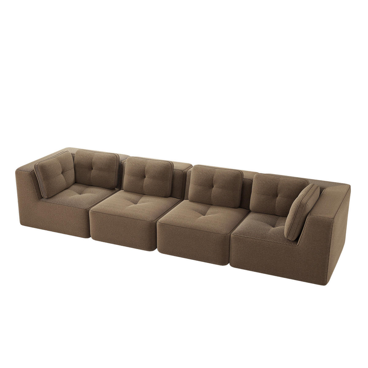 ECKSOFA 386/104/69 cm braun aus Cord mit modularem Design, ohne Aufbau und rutschfestem Stand - Braun, Textil (104/386cm) - OKWISH
