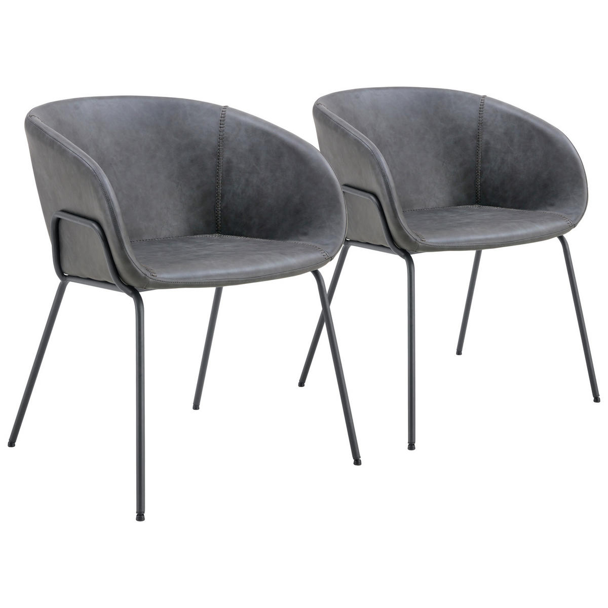 STÜHLE André Dunkelgrau 2er-Set - Grau, Kunststoff (57/76/59cm) - Happy Garden