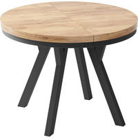 ESSTISCH Lume runder ausziehbarer, Wotan Eiche 100-150/100/76 cm - Eiche Wotan/Schwarz, Holz/Holzwerkstoff (100/150/76cm) - WFL GROUP