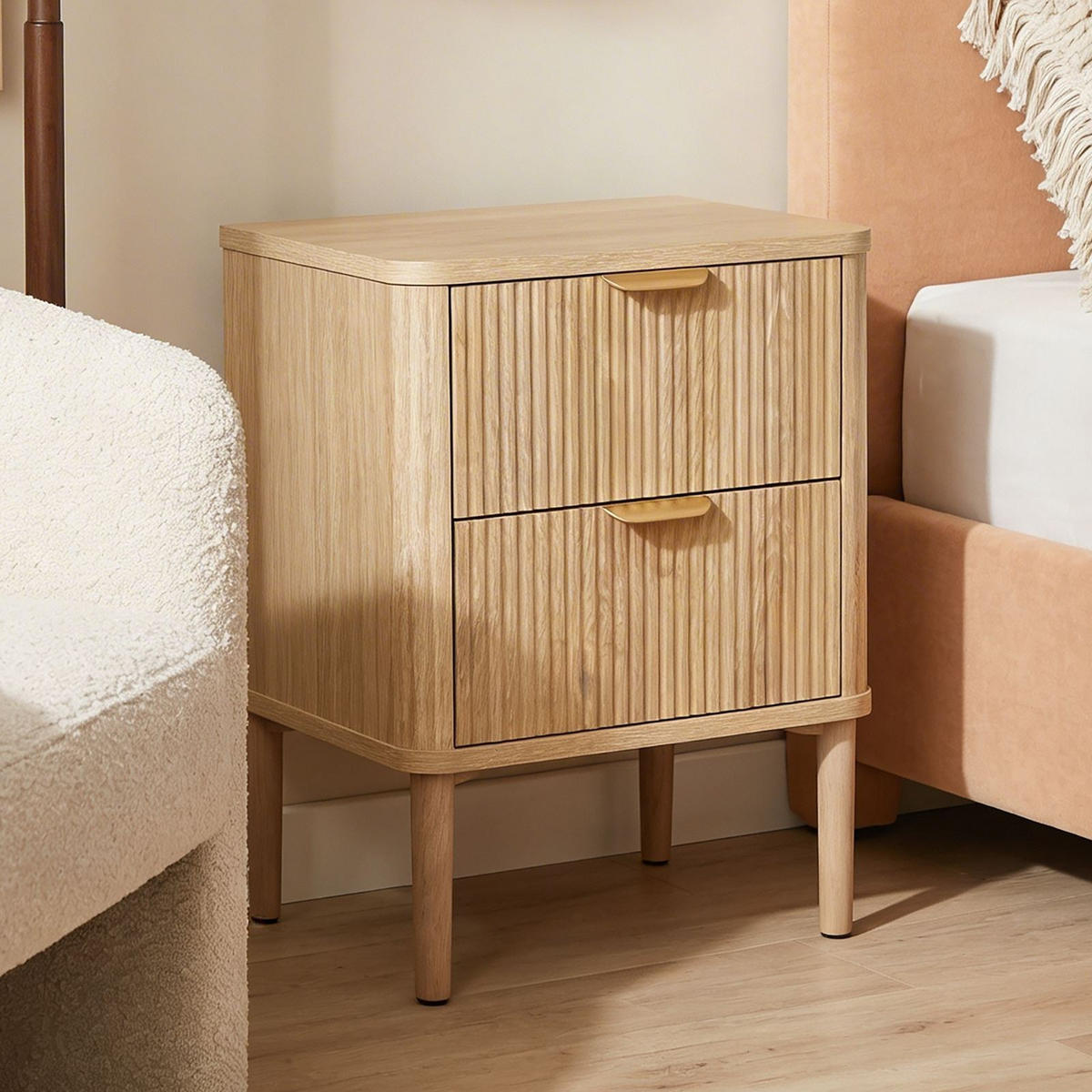 NACHTTISCH ALMA Eiche - Eichefarben, Holzwerkstoff (39/51/30cm) - IDIMEX