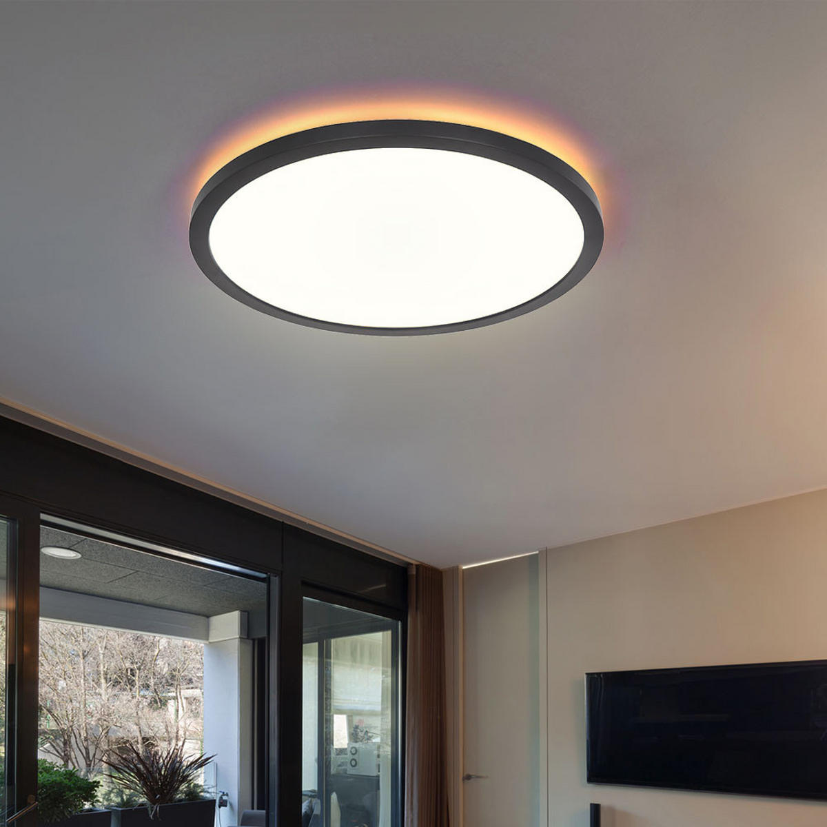 LED DECKENLEUCHTE Kunststoff Schwarz - Schwarz, Kunststoff (29.4/29.4/2.5cm) - Globo Lighting