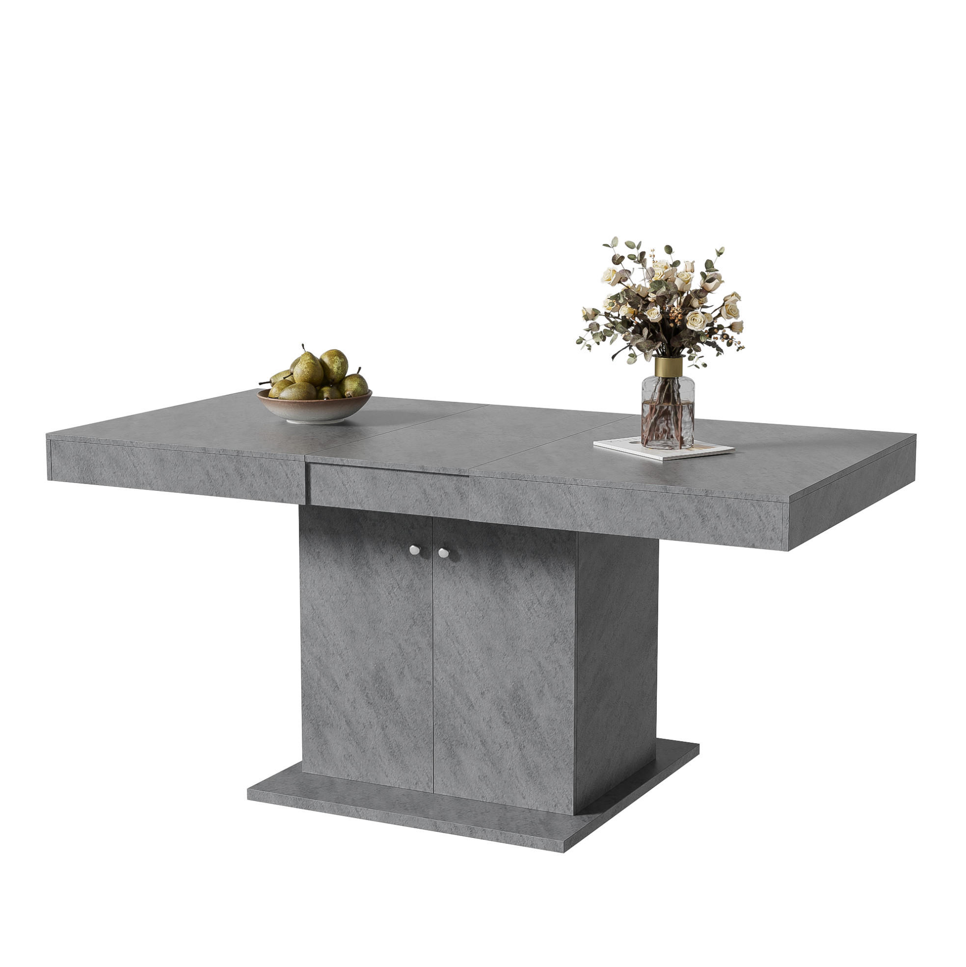 AUSZIEHTISCH 140/80/76 cm in Grau mit Stauraum – flexibel für 4 bis 8 Personen - Grau, Holzwerkstoff (180/80/76cm) - BEAOK