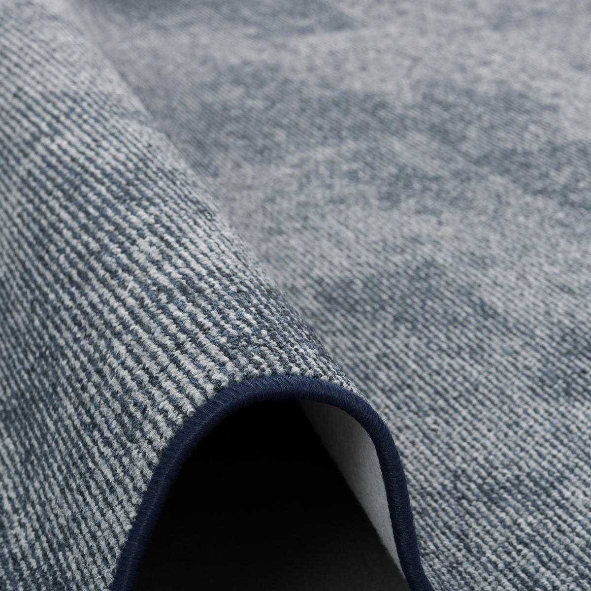 STREIFENBERBER TEPPICH LÄUFER LINES MELIERT - Blau, Textil (100/100cm) - Snapstyle