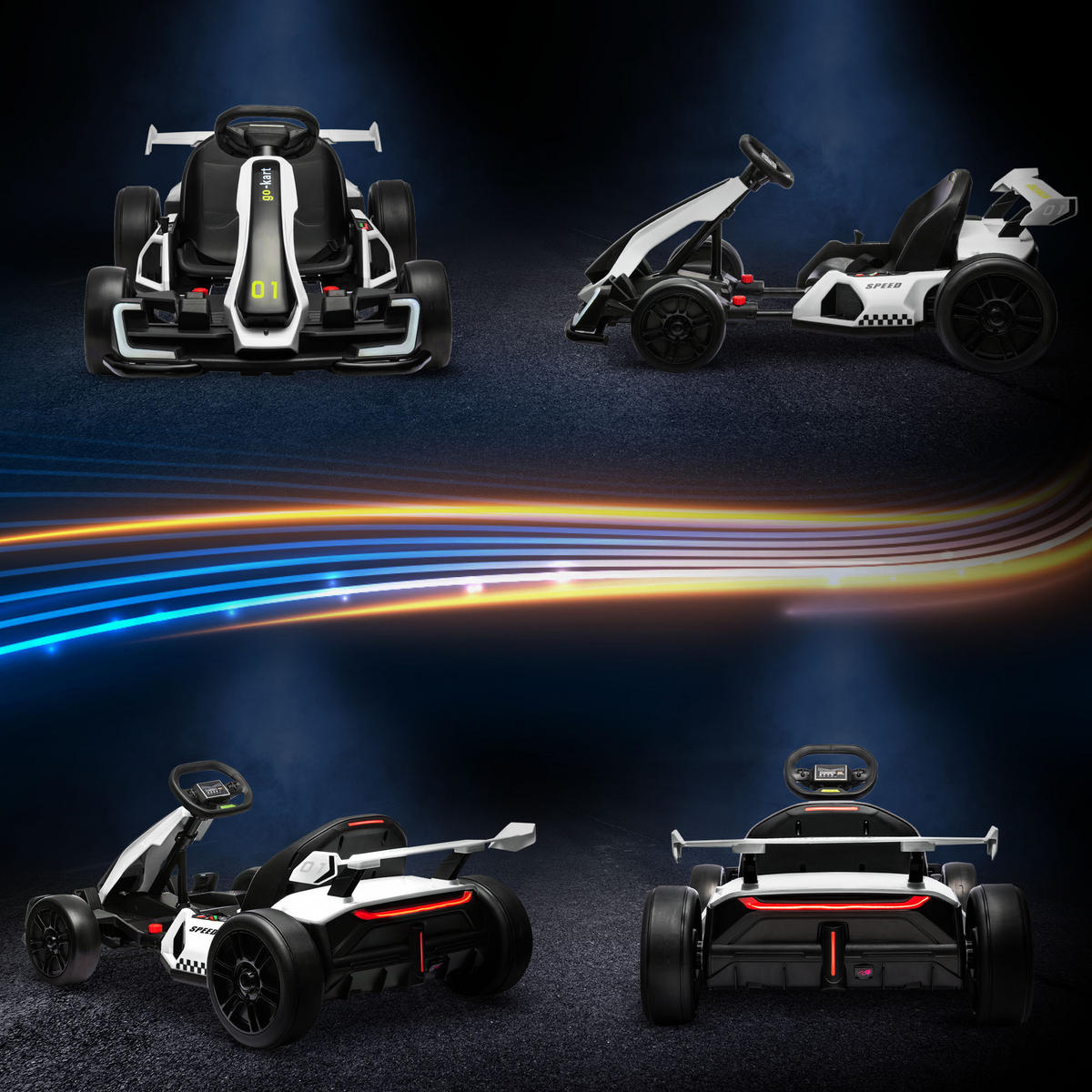 KINDER-DRIFT-KART Kunststoff Metall Weiß - Weiß, Kunststoff (120/76/53.5cm) - HOMCOM