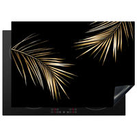 HERDABDECKPLATTE Blätter - Pflanzen - Gold - Schwarz - Luxus 75x52 cm - Goldfarben, Kunststoff (75/0.2/52cm) - MuchoWow