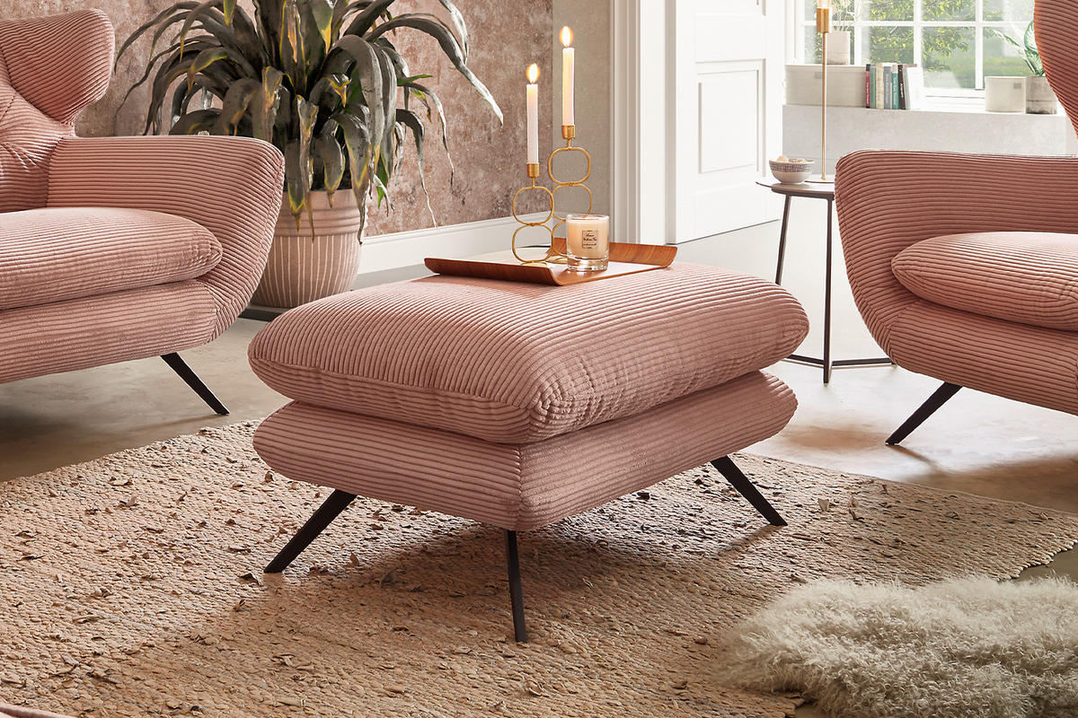 HOCKERBANK CHARME Pink - Pink, Textil (90/45/60cm) - KAWOLA