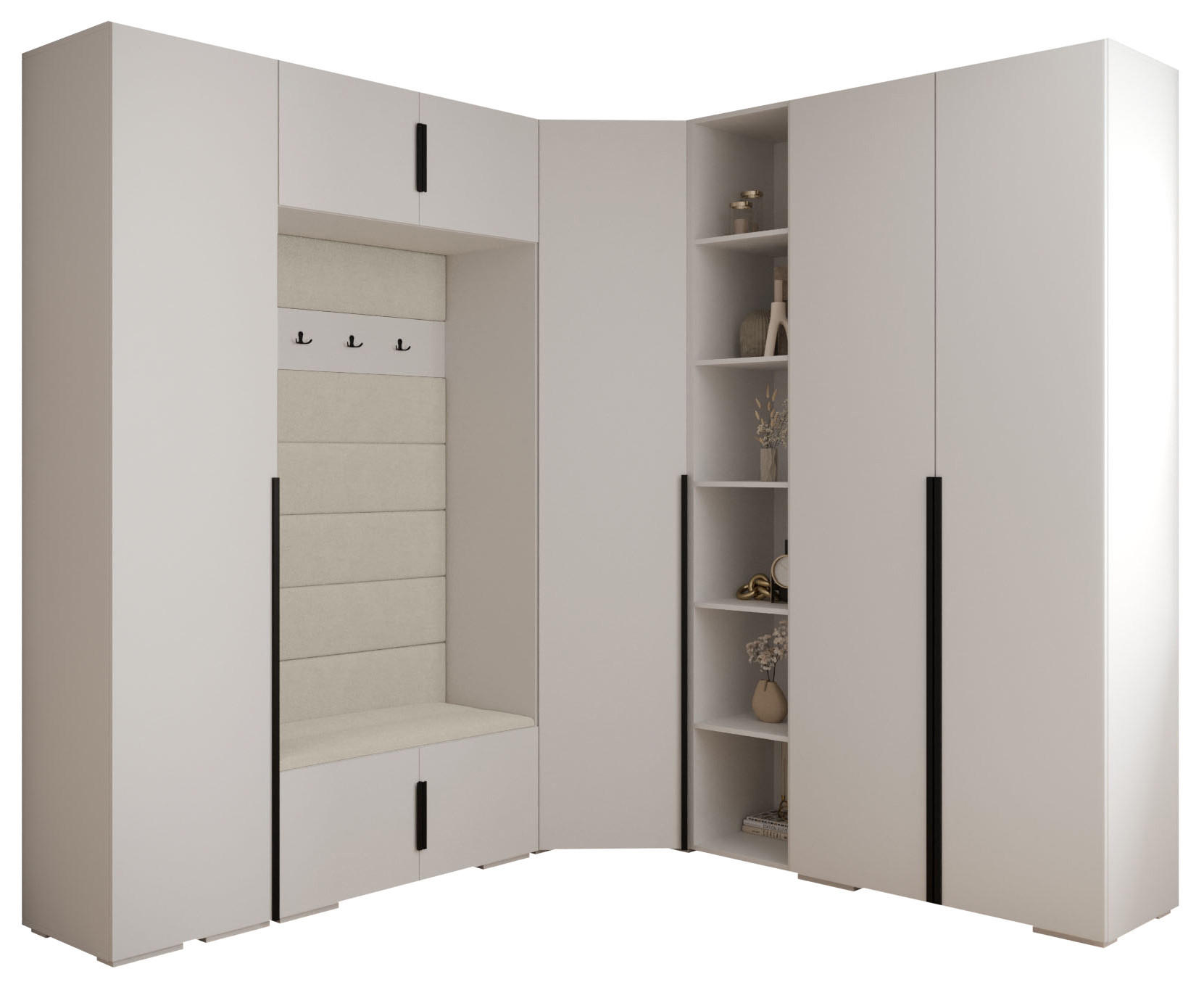 GARDEROBEN-SET 236,7/231,7/47 - Beige/Schwarz, Holz/Kunststoff (181.7/236.7/47cm) - Abiks Möbel