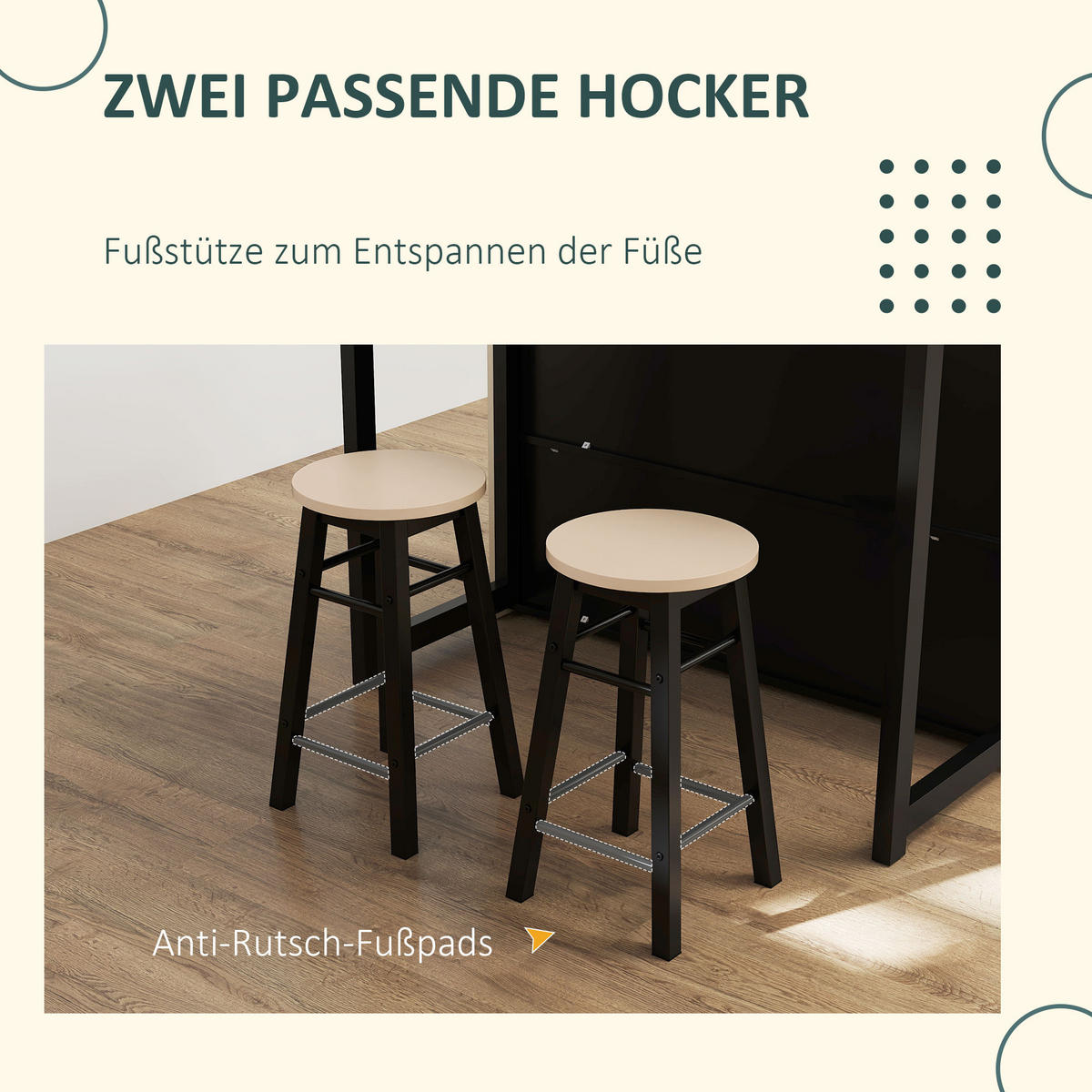 BARTISCH mit Barhocker Set, 3-teiliges Bartisch Set mit Klappbarer Tischplatte - Multicolor, Holz (70/89.5/116cm) - HOMCOM