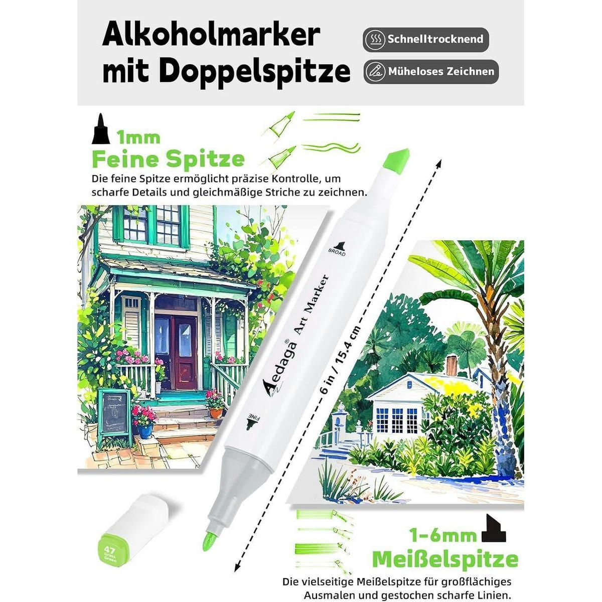 ALKOHOL Marker Set 80 Farben mit App und Ständer-Etui - Multicolor, Kunststoff (1/1/15.4cm)