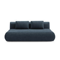 BETTSOFA ATOMO Blau Chenille-Stoff mit Schlaffunktion - Blau, Holz (217/82/134cm) - MASSENO