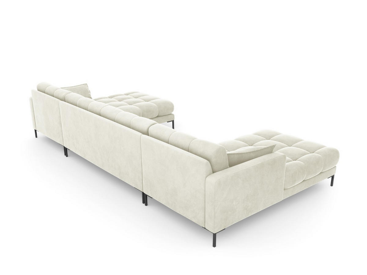 PANORAMASOFA Mamaia aus Samt leichtes beige 6 Sitzplätze - Creme, Textil (185/75/383cm) - Micadoni