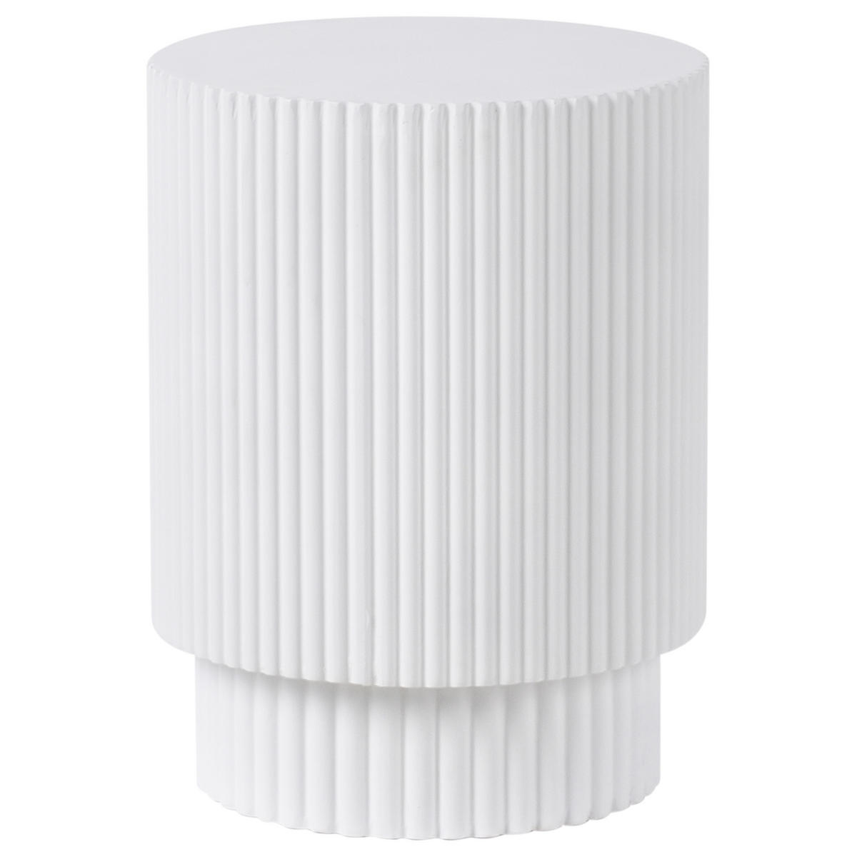 BEISTELLTISCH Beton weiß rund 35 cm Biccari - Weiß, Stein (35/35/45cm) - Beliani