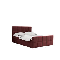 BOXBETT mit Bettkasten und Matratze Topper HANA Stoff Matt Velvet Rotwein 140x200 cm H2-Pocket - Rot, Holz/Textil (140/200cm) - Kaiser Möbel