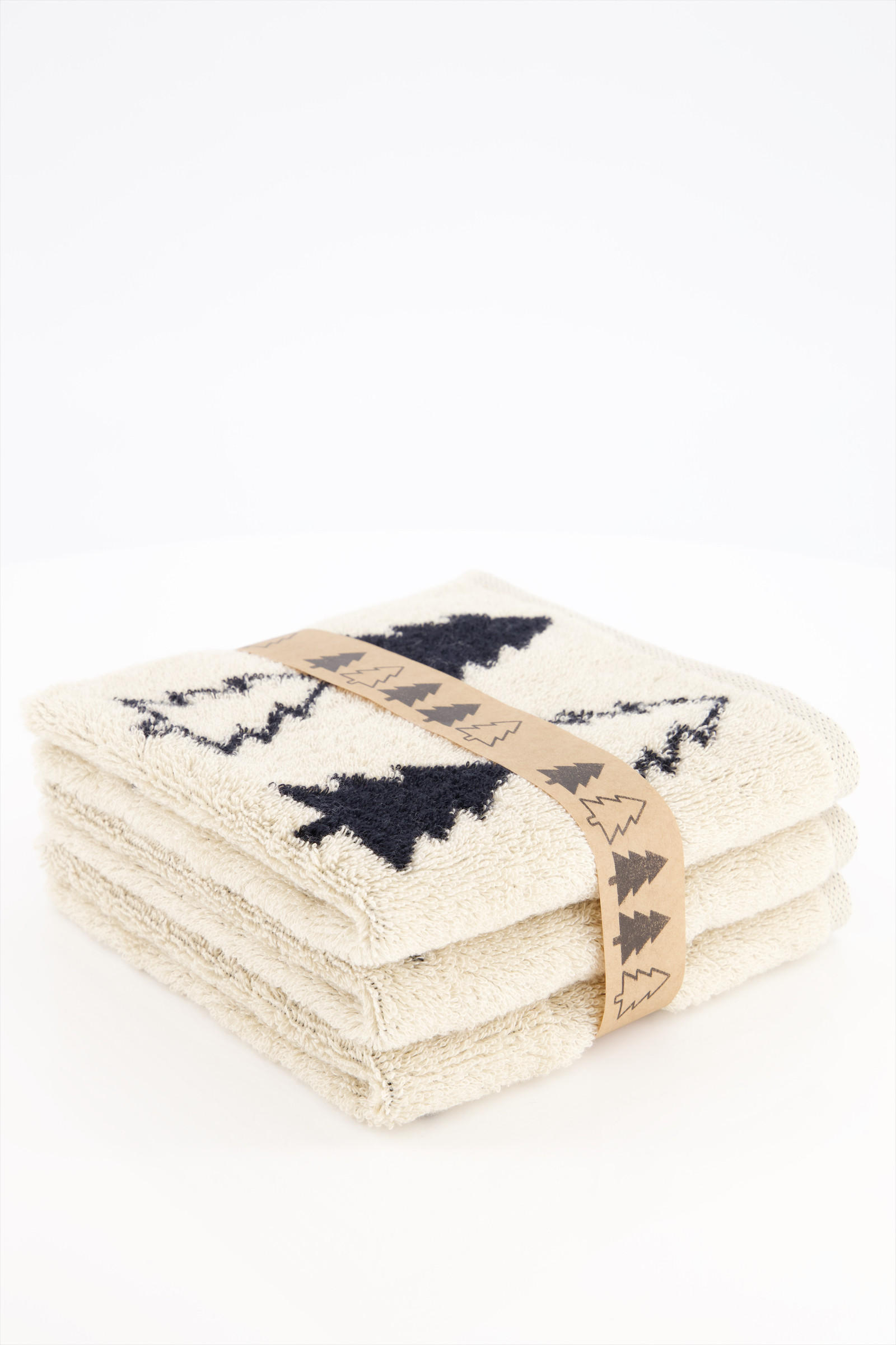 SEIFTÜCHER CHRISTMAS EDITION TANNENBÄUME 794 NATUR-SCHWARZ - 39 - Beige/Schwarz, Textil (30/30cm) - Cawoe