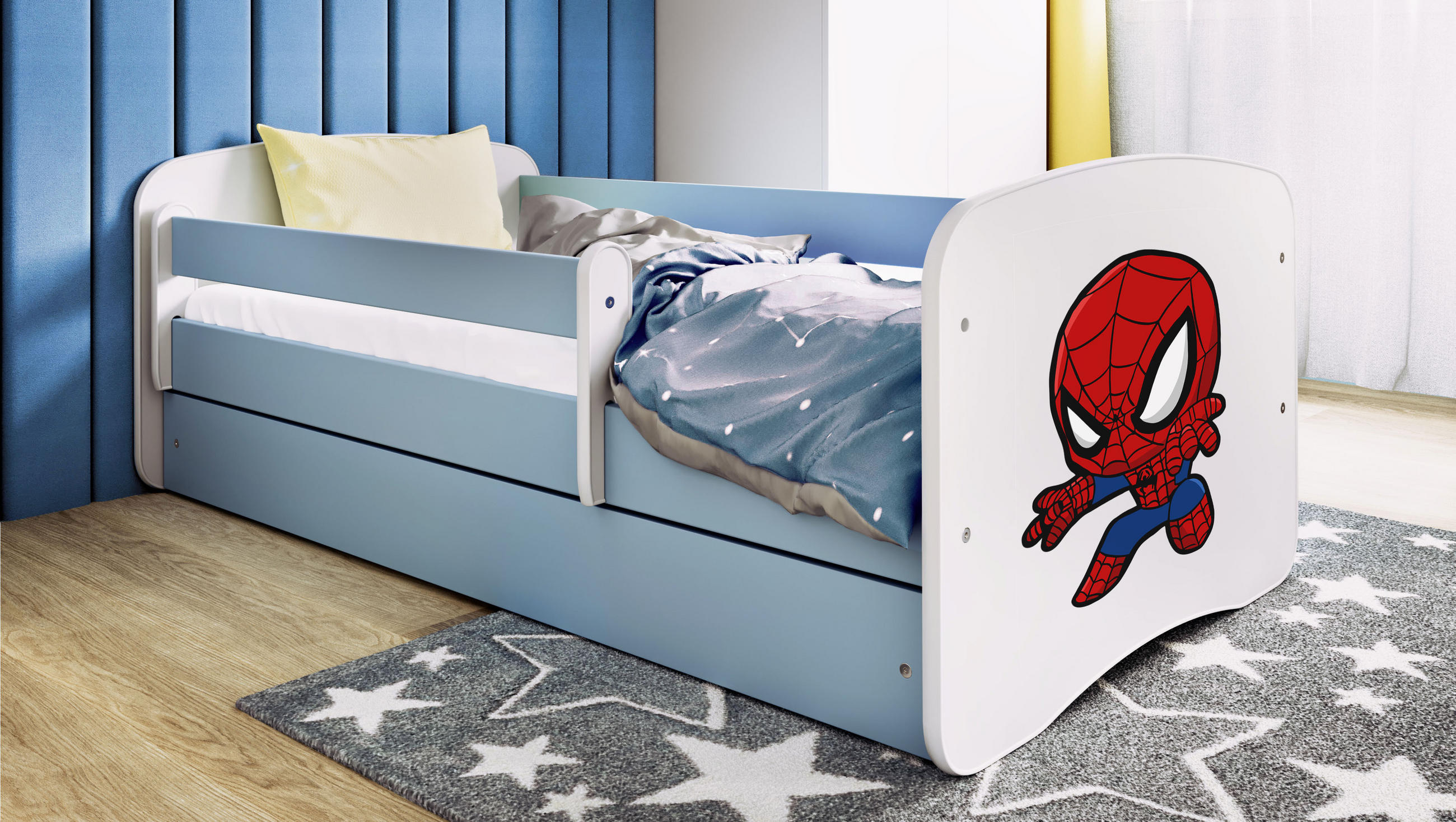 KINDERBETT Spiderman mit Schublade 140/70 80/61/144 - Blau, Holzwerkstoff (70/140cm) - RAUMHIRSCH FURNITURE