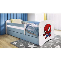KINDERBETT Superheld 70x140 cm mit Schublade, Rausfallschutz & Lattenrost, Blau - Blau, Holzwerkstoff (70/140cm) - RAUMHIRSCH FURNITURE