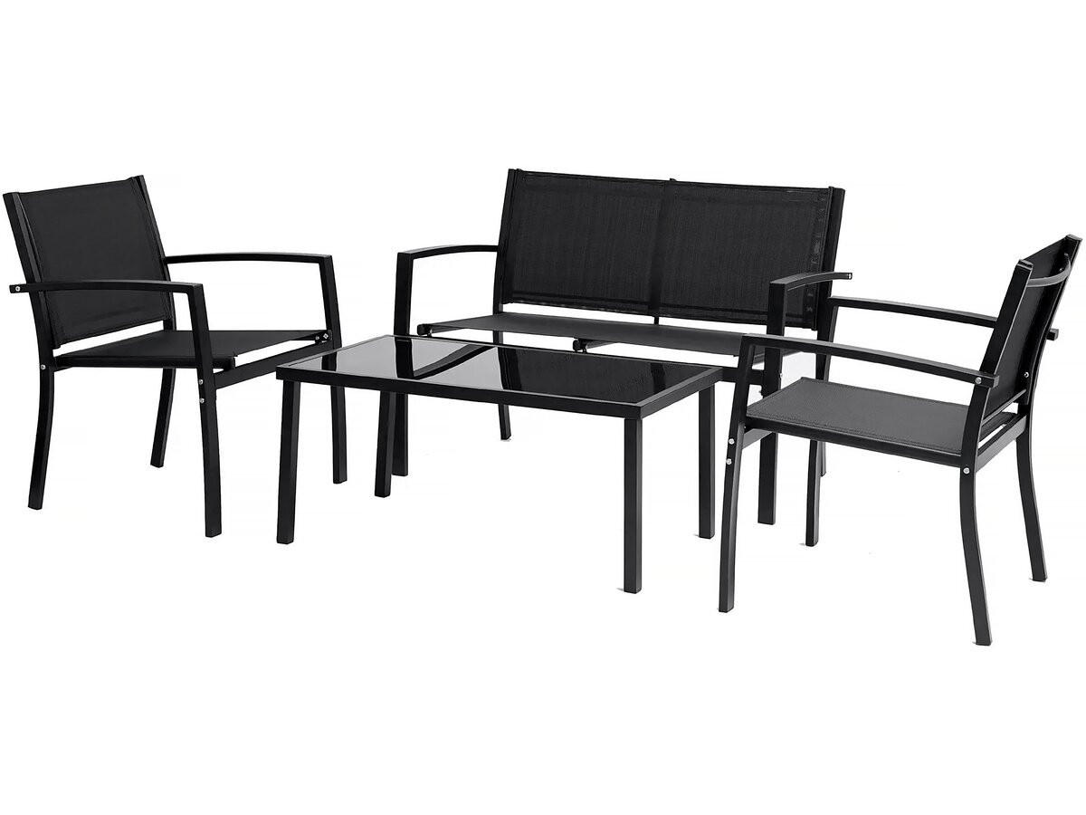 LOUNGEGARNITUR Lino 4-Sitzer Schwarz - Schwarz, Metall - Habitat Garten