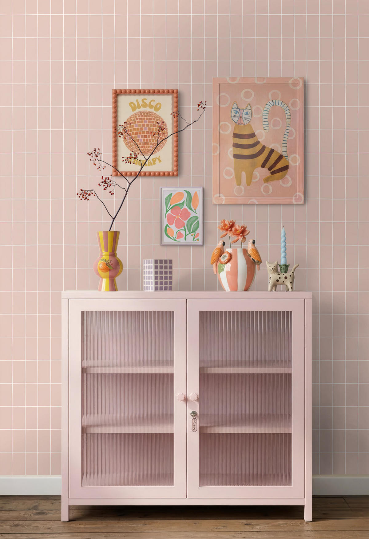 TAPETE kleine Fliesen 50 x 900 cm - Pink, Papier (50/900cm) - ESTAhome