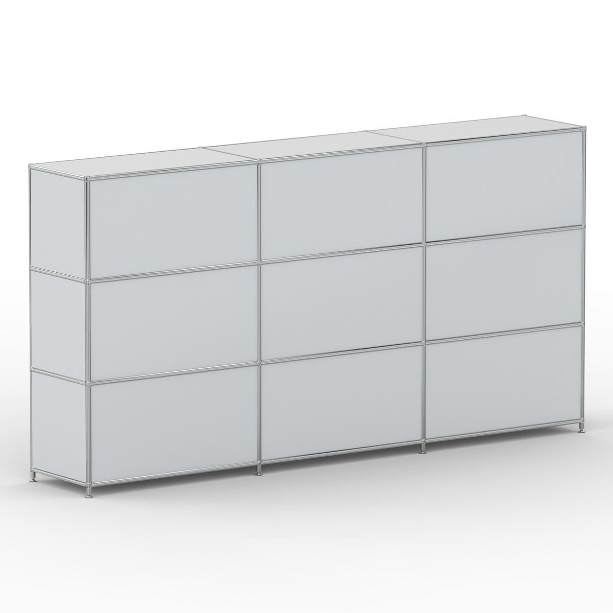 AKTENSCHRANK Büro, 9 offene Fächer, Breite 227 cm, Lichtgrau - Chromfarben/Hellgrau, Metall (40/118/227.2cm) - Versee