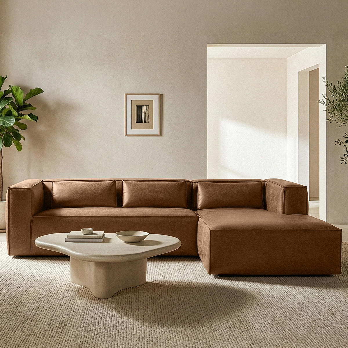 ECKSOFA RECHTS FEROX, Braun - Braun, Holz/Holzwerkstoff (300/175cm) - KONSIMO®